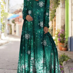 Starry Sky Christmas Printing Long Casual Loose Dress