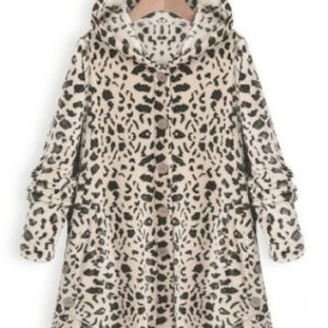 Fashion Button Plush Solid Color Hooded Coat