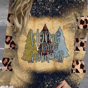 Women's Christmas Tree Print Crew Neck Casual Sweatshirt