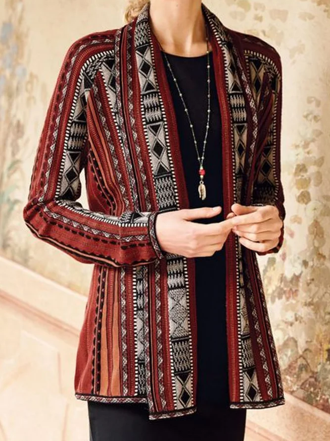 Women's Retro Ethnic Print Cardigan