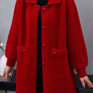 Plus Size Women's Sherpa Double-sided Velvet Thickened Coat