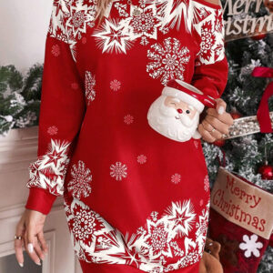 Women's Christmas Snowflake Print Off-Shoulder Dress