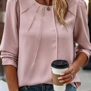 Loose Casual Round Neck Long-sleeved Blouse