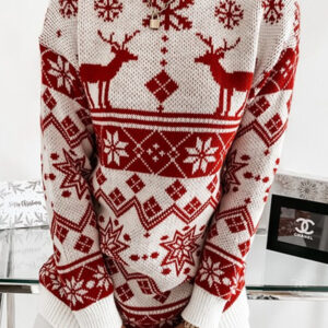 Casual Elk Snowflake Christmas Round Neck Long Sleeve Sweater