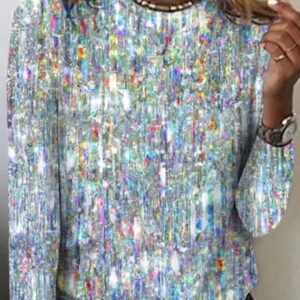 Round Neck Printed Long Sleeve T-shirt