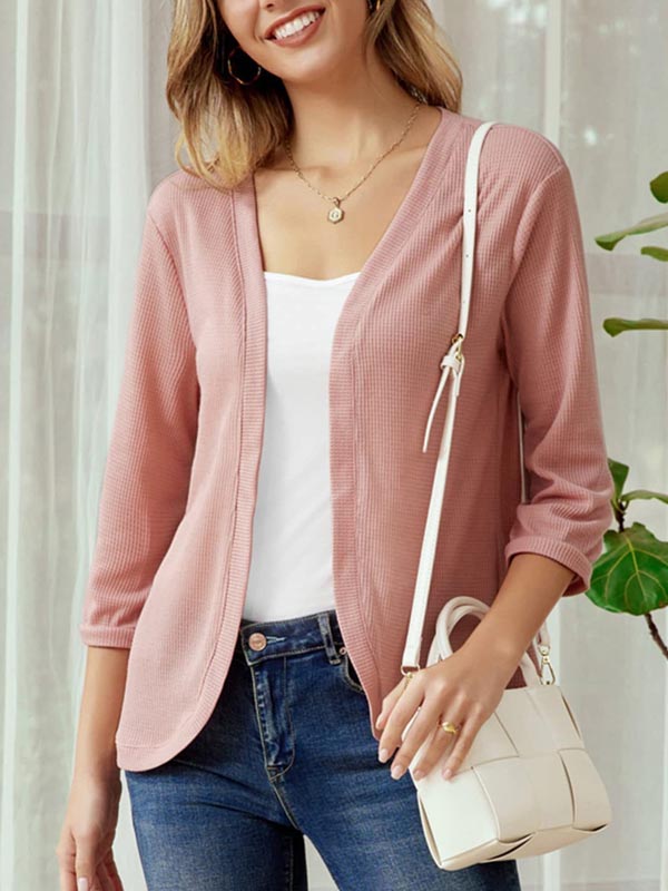 Solid Color Simple Casual Cardigan - Image 3