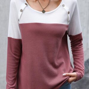 Long Sleeve Color Patchwork Knitted Top
