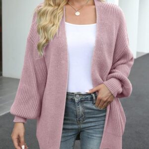 Lantern Sleeve Thick Knitted Sweater Cardigan