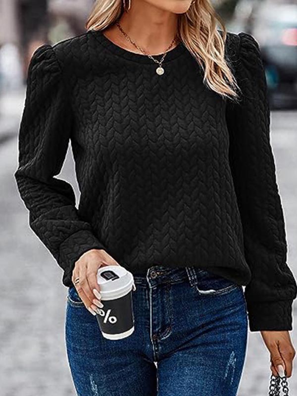 Round Neck Bubble Long Sleeve Top - Image 6