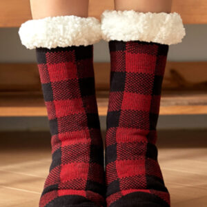 Fashion Christmas Plaid Floor Socks