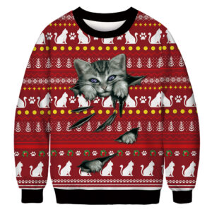 Unisex 3D Animal Cute Cat Print Christmas Sweatshirt
