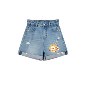 Unique Lion Print Ripped Denim Shorts | One-of-a-Kind Summer Wear