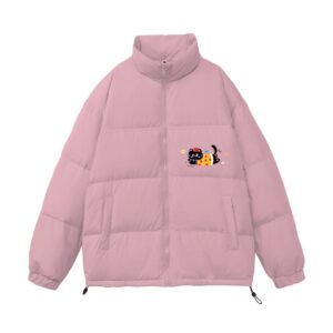 Cute Tomato Hat Cat Dusty Purple Warm Puffer Jacket