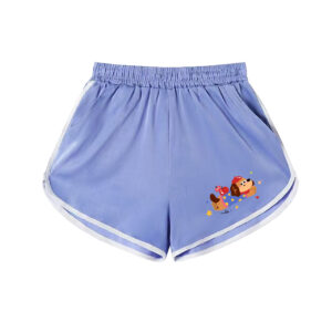 Cute Cartoon Dachshund Puppy Print Light Blue Athletic Lounge Shorts