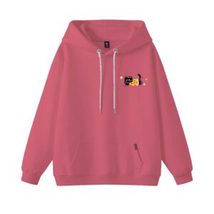 Cute Tomato Black Cat Graphic Dusty Pink Oversized Hoodie
