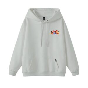 Cute Cartoon Dachshund Puppy Print White Oversized Hoodie