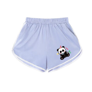 Cute Party Panda Graphic Sport Shorts | Kawaii Light Blue Casual Lounge Shorts
