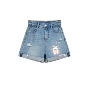 Cute Bunny Graphic Ripped Denim Shorts | Unique High Waist Summer Bottoms