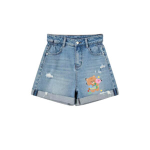 Cute Bear Graphic Denim Shorts | Unique Casual High Waist Shorts