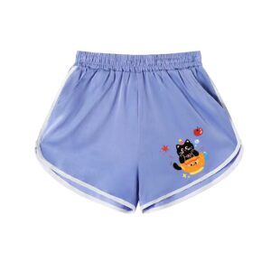 Cute Party Cat In Teacup Light Blue Casual Athletic Shorts